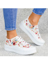 Białe Flower Sneakersy Alkmene / Buty Sportowe