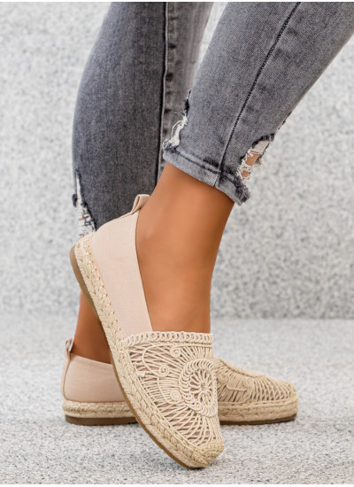 Beżowe Espadryle Balerinki Boho Enelda