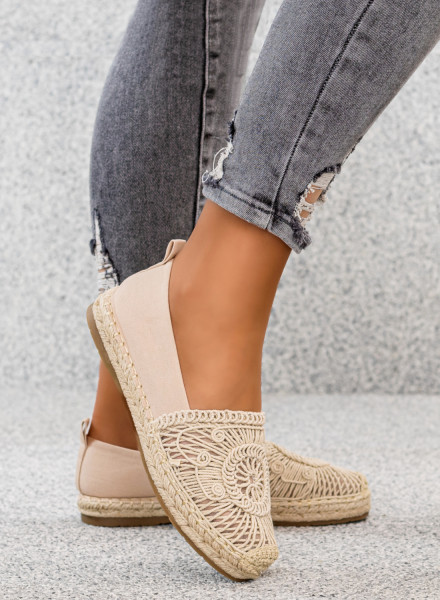 Beżowe Espadryle Balerinki Boho Enelda