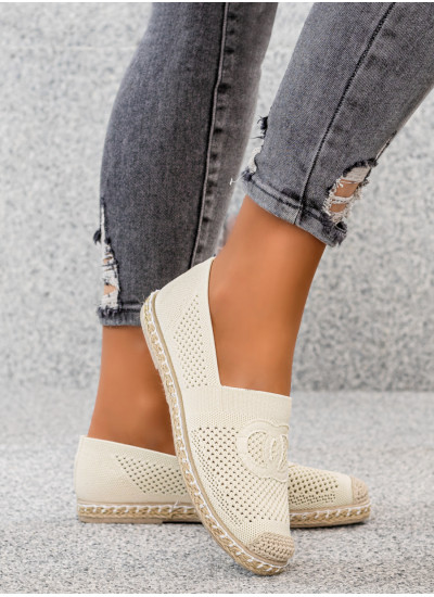 Beżowe Espadryle Balerinki Trish