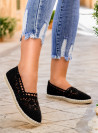 Czarne Espadryle Balerinki Lina