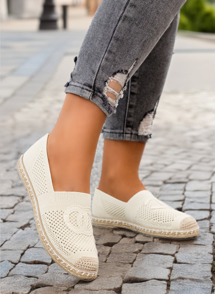 Beżowe Espadryle Balerinki Trish