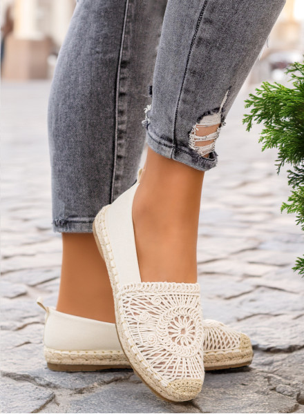 Beżowe Kremowe Espadryle Balerinki Boho Enelda