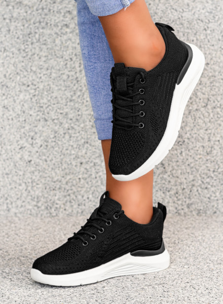 Czarne Sneakersy Buty Sportowe Damskie Meg