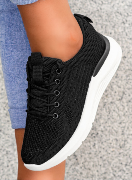 Czarne Sneakersy Buty Sportowe Damskie Meg