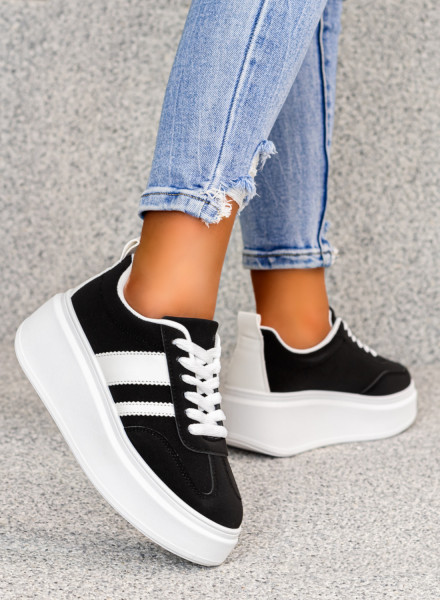 Czarne Sneakersy Buty Sportowe Sonia