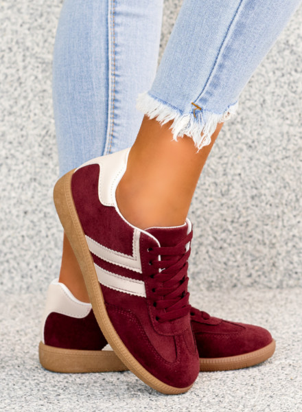 Bordowe Sneakersy Buty Sportowe Alana