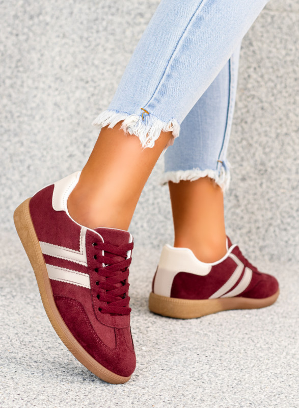 Bordowe Sneakersy Buty Sportowe Alana