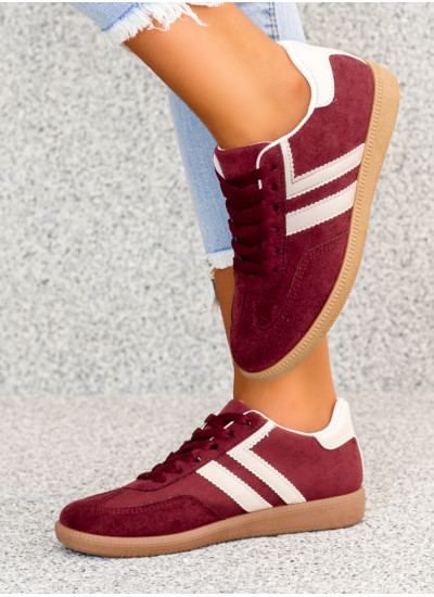 Bordowe Sneakersy Buty Sportowe Alana