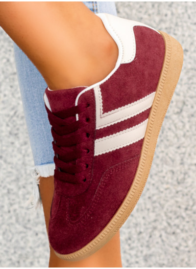 Bordowe Sneakersy Buty Sportowe Alana