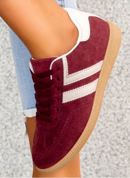 Bordowe Sneakersy Buty Sportowe Alana