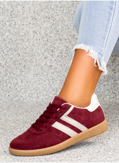 Bordowe Sneakersy Buty Sportowe Alana