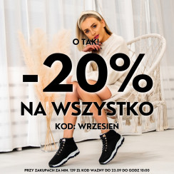 Gotowa na jesień❓ Weekendowa promocja twa z kodem WRZESIEŃ ❤️🔥 

Zobacz sama na naszej stronie i ciesz się z nowych butów oraz torebek 😎😎😎